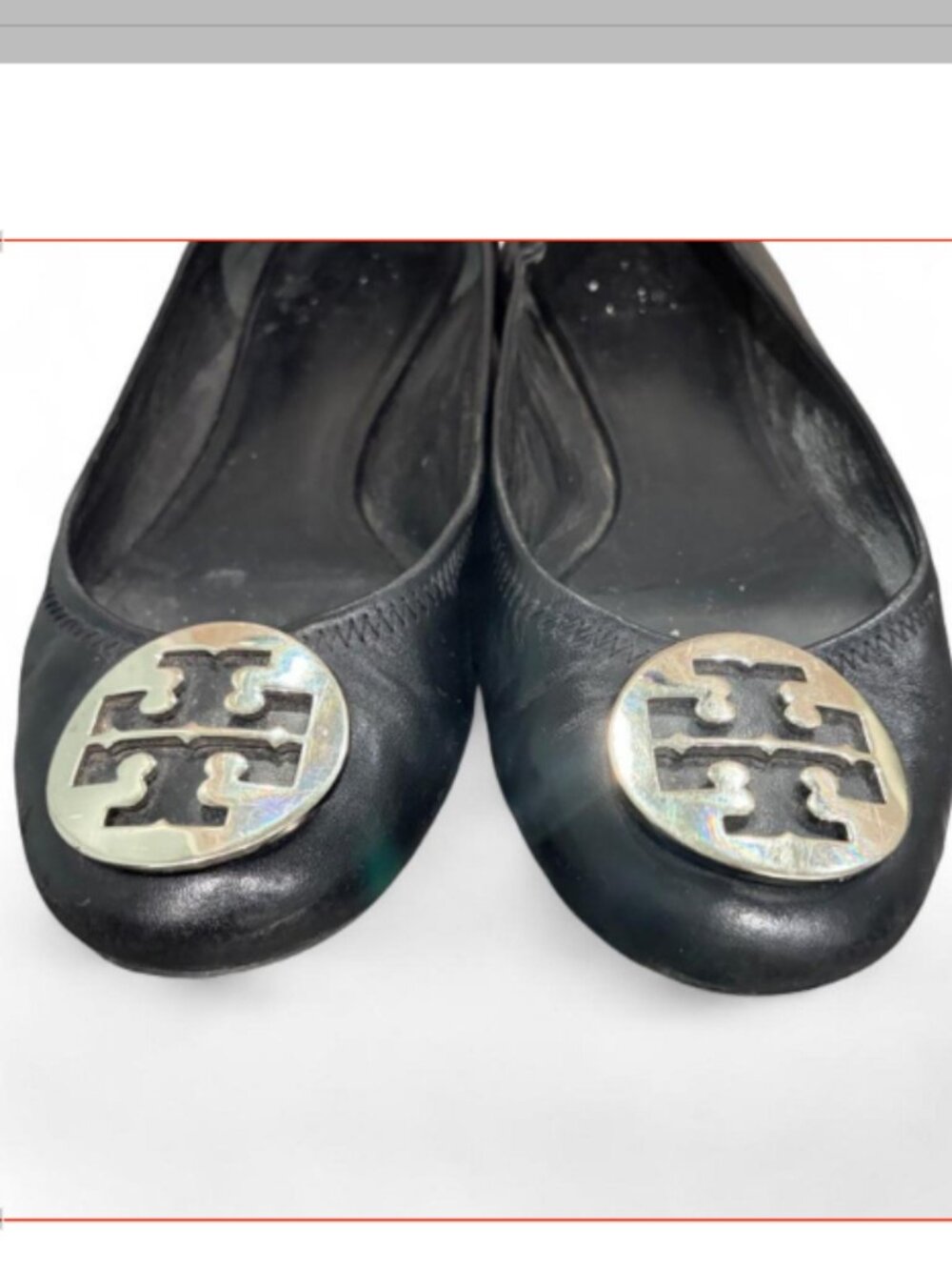 Tory Burch Women's Black leather Ballet flats shoes size 8.5